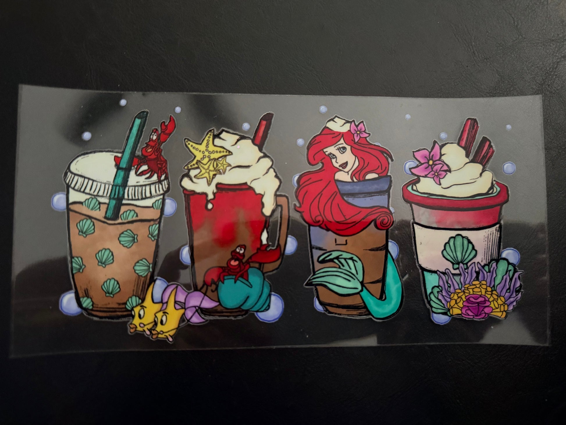 Ariel starbucks cups UV DTF wrap