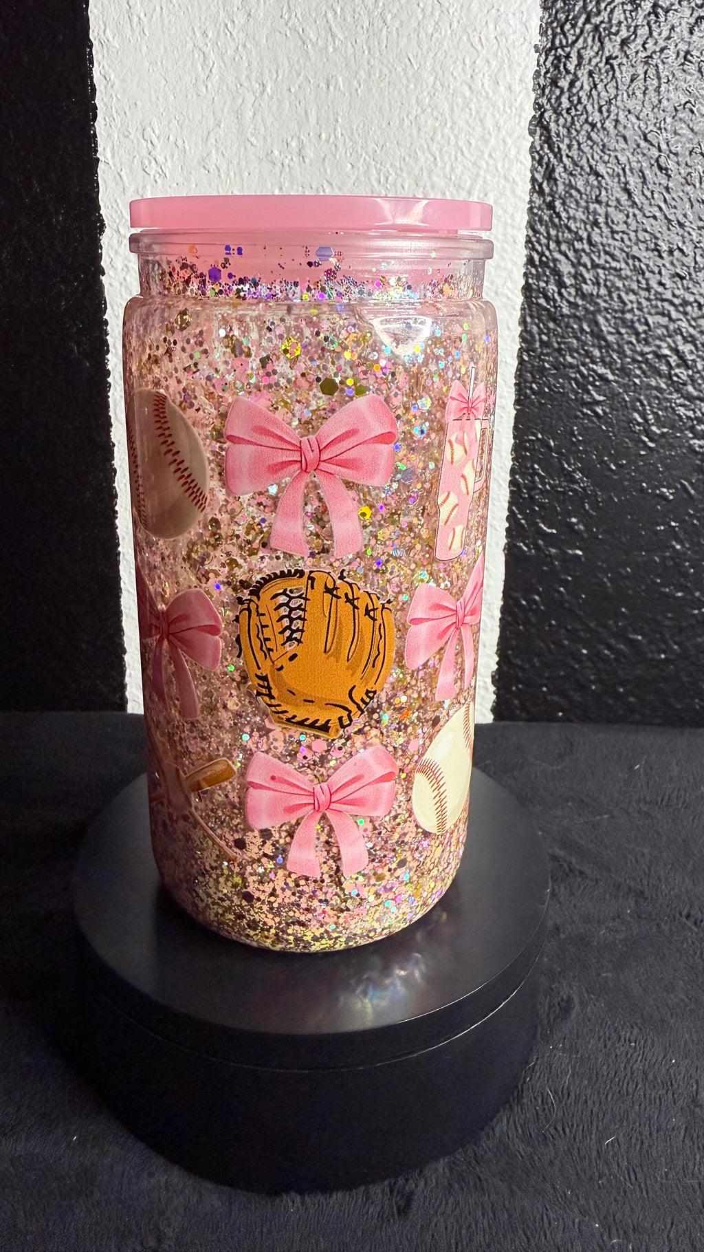 Pink Softball Snowglobe Cup