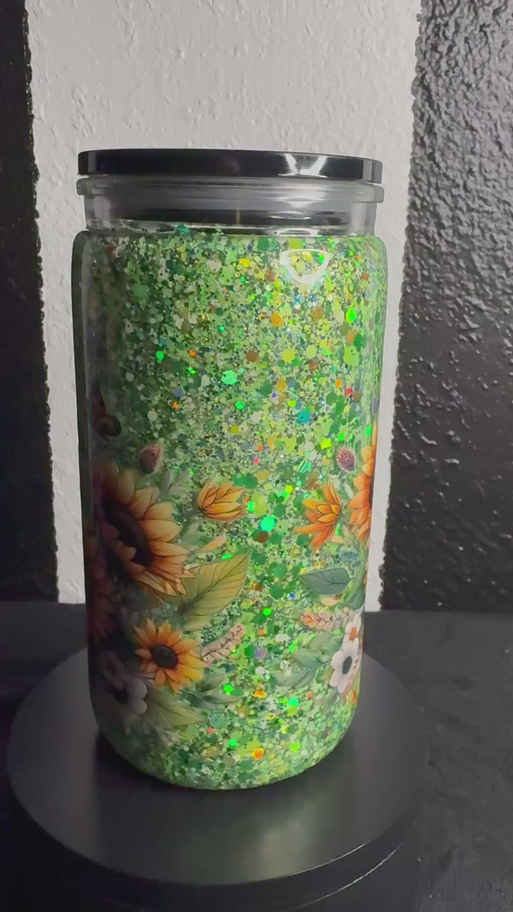 Green Glitter Heifer Snowglobe Cup