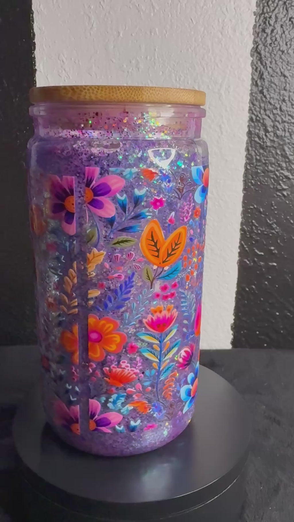 Purple Flower Snowglobe Cup